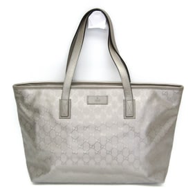Gucci GG Imprimé 211137 Women's GG Imprimé,Leather Handbag,Tote Bag Silver