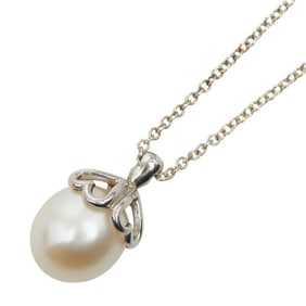 Tiffany & Co. Open Heart Necklace, SV925 Silver with Pearl, Women's. TIFFANY