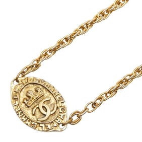 Chanel Coco Mark Long Necklace Gold Plated Women's CHANEL