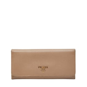 Prada Logo Long Wallet 1M1132 Beige Saffiano Leather Women's PRADA