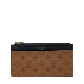 Louis Vuitton Monogram Reverse Slim Purse Long Wallet M80390 Macaron Black Leather Women's LOUIS