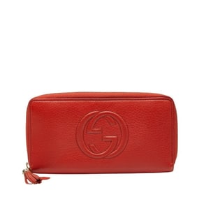 Gucci Soho Round Zip Long Wallet 308004 Red Leather Women's GUCCI