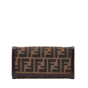 Fendi Zucca long wallet in brown canvas and leather for women.