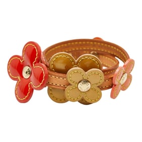 Louis Vuitton Monogram Vernis Flower Lexington Bracelet M92251 Brown, Orange, and Red Leather