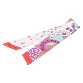 BVLGARI Serpenti logo scarf/muffler in pink and multicolored silk for women