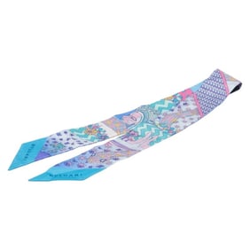 BVLGARI Twilly Serpenti Scarf Muffler in Blue Multicolor Silk for Women
