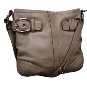 COACH Duffle Shoulder Bag F16514 Light Beige Leather Women's