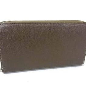 CELINE Large Zip Wallet in Greige and Yellow Leather for Men Women.