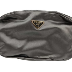 PRADA Prada Triangle Pouch Bag 1N0021 Gray Metallic Canvas Women's