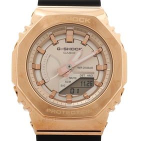 CASIO GSHOCK ANALOG DIGITAL WOMEN WATCH GMS2100PG1A4JF Pink Gold Black Resin/SS Women's Analog-Digi