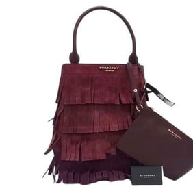 BURBERRY Prorsum Shoulder Bag, Bordeaux Suede and Leather, Women's