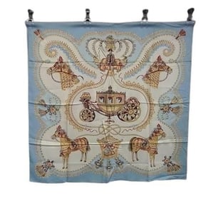 HERMES Carré 90 Multicolor Silk Scarf for Women, Paperole, Carriage and Nobility
