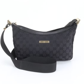 Gucci GG Canvas 019-0433 Leather Shoulder Bag Crossbody Black Women's