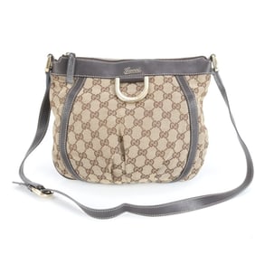 Gucci GG Canvas Abby 203257 Leather Shoulder Bag, Handbag, Brown, Women's