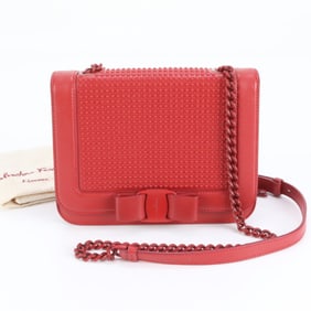 Salvatore Ferragamo Vara Ribbon Red Leather Chain Shoulder Bag for Women