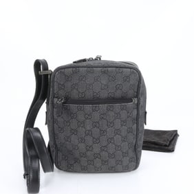 Gucci GG Canvas 03136 Leather Shoulder Bag Messenger Black Men's