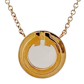 Tiffany T Two Circle Necklace, 18k Gold, Mother of Pearl, Women's, Pre-owned, TIFFANY & Co.