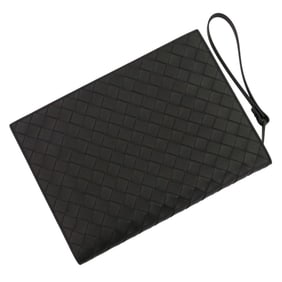 BOTTEGA VENETA Maxi Intrecciato Leather Clutch Bag 502102 Black for Men and Women