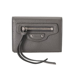 BALENCIAGA Neo Classic Mini Wallet, Gray, 640107, Men's/Women's Leather Tri-fold AB Grade,