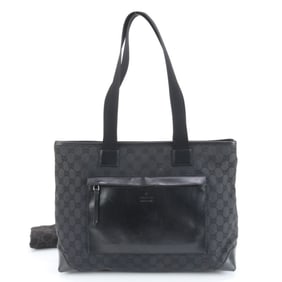 Gucci GG Canvas 019 0426 Leather Tote Bag Shoulder Handbag Black Women's