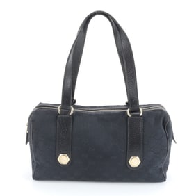 Gucci GG Canvas Mini Boston Bag 152457 Leather Handbag Tote Black Women's