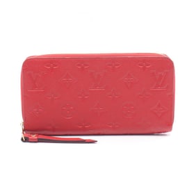 Louis Vuitton Zippy Wallet Monogram Empreinte Scarlet Round Leather Long for Women, Red, M63691