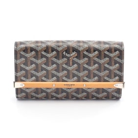 Goyard Monte Carlo Mini Case Pouch Bag in Coated Canvas and Wood, Women's, Navy Multicolor,