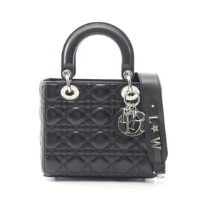 Christian Dior Dior LADY DIOR MY ABCDIOR Lady Small Cannage Handbag, Leather, Women's, Black,