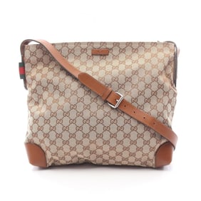 Gucci G Canvas Sherry Line Shoulder Bag, and Leather, Women's, Beige Brown, 308930