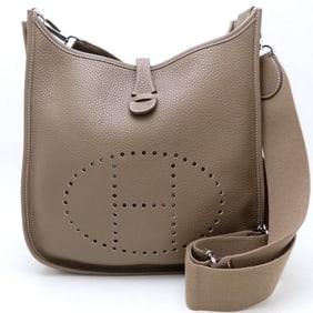 HERMES Evelyn 3 PM D Stamp 2019 Shoulder Bag in Taurillon Clemence Etoupe Leather, Women's, 352944