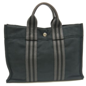 HERMES Foul Tote PM Bag, Cotton Canvas, Gray, Men's, 253422