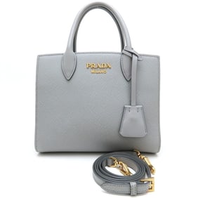 PRADA 1BA284 2-Way Handbag in Saffiano Leather, Gray, Women's, 352941