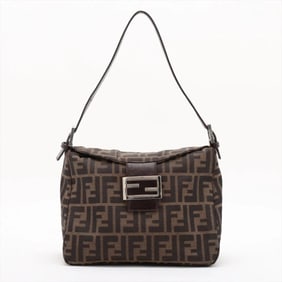 Fendi Zucca Mamma Bucket Baguette FF Hardware Leather Shoulder Bag for Women