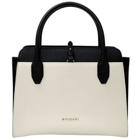 Bvlgari Alba Women's Handbag/Shoulder Bag, 2-Way, Leather, White/Black, Two-Tone, Excellent