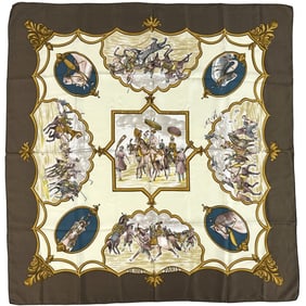 Hermès HERMES scarf/muffler, "Les Chevaux des Moghuls" (Carré 90), women's, Mughal horse design,
