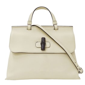 Gucci Women's Bamboo Daily Bag in Ivory (392013), a 2-way handbag/shoulder bag. Available simple,
