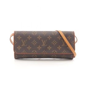 Louis Vuitton Pochette Twin GM Shoulder Bag, Coated Canvas and Leather, Monogram, Women's, Brown,