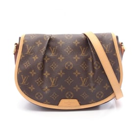 Louis Vuitton Menilmontant PM Shoulder Bag, Coated Canvas and Leather, Monogram, Women's, Brown,