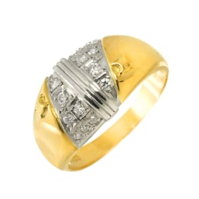 Celine size 13.5 ring with 0.18ct diamonds in 18K yellow gold and platinum 750.