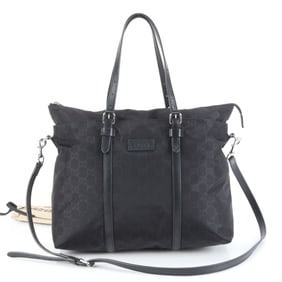 Gucci GG Nylon and Leather 2-Way Shoulder Bag Tote Black Women's 510332