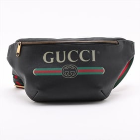 Gucci Leather 2-Way Body Bag, Sherry Line, 530412, Waist Pouch, Black, Men's
