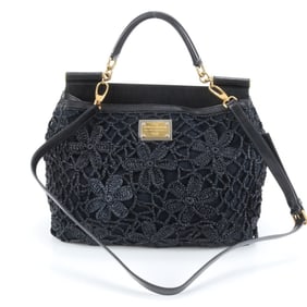 Dolce & Gabbana D&G Sicily Flower Lace Leather 2-Way Shoulder Bag for Women