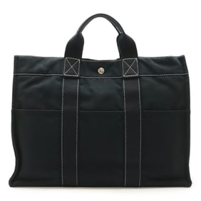 HERMES Deauville MM Tote Bag, Large Tote, Handbag, Canvas, Black