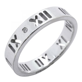 Tiffany Atlas Pierced Ring, 4PD, 18K White Gold with Diamonds, Size 8.5, Women's