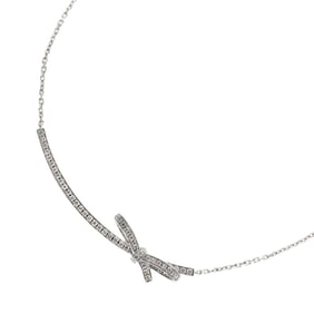 CHANEL Ribbon Diamond Necklace, 38cm, 18K White Gold 750