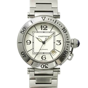 Cartier Pasha Seatimer W31080M7 Men's Watch with Date Display, Silver, Automatic Movement
