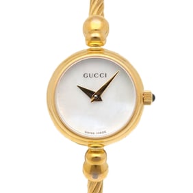 Gucci GP 2700.2.L Quartz Women's Watch, Pre-Owned White Shell Bangle, Flexible Size