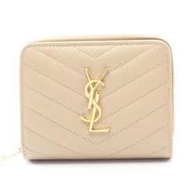 Yves Saint Laurent Saint Laurent Paris Monogram Bifold Wallet, Leather, Women's, Beige,