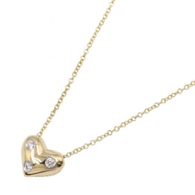 Tiffany & Co. Dots Heart 3PD Necklace, 18K Yellow Gold, Pt950 Platinum, Diamond, Women's, Silver,