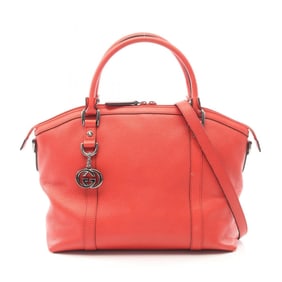 Gucci Interlocking G Charm Tote Bag, Leather, Women's, Red, 341503